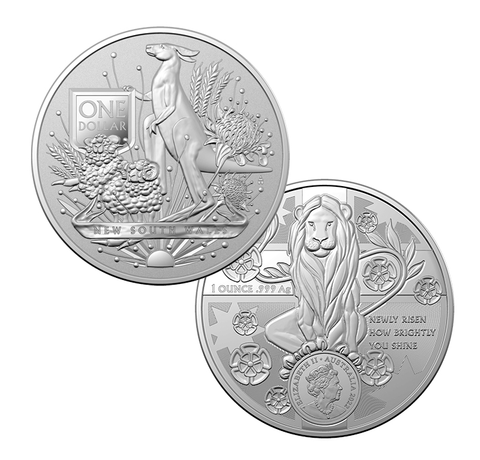 1 доллар Гербы Австралии 2й релиз - Герб Нового Южного Уэльса Австралия. 2022 год Серебро