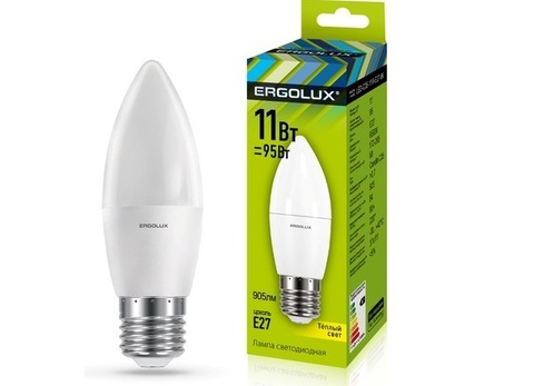 Лампа Ergolux LED-C35-11W-Е27-3K (теплый свет)