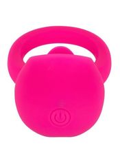 Ярко-розовое эрекционное кольцо Silicone Rechargeable Teasing Tongue Enhancer - 