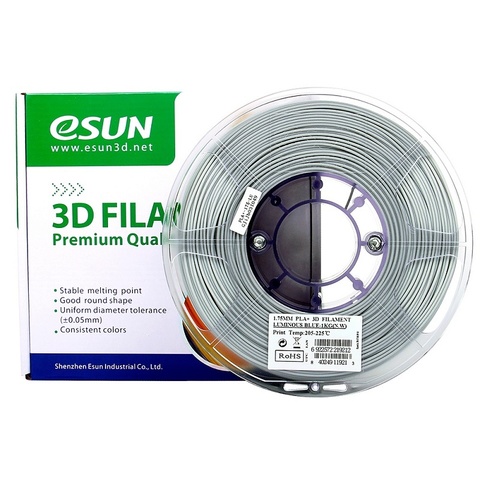 Катушка пластика PLA+ ESUN 1.75 мм 1кг., светящаяся синяя