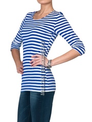 Купить Тельняшка женская приталенная с рукавом 3/4 (голубая полоса) в Магазине тельняшек