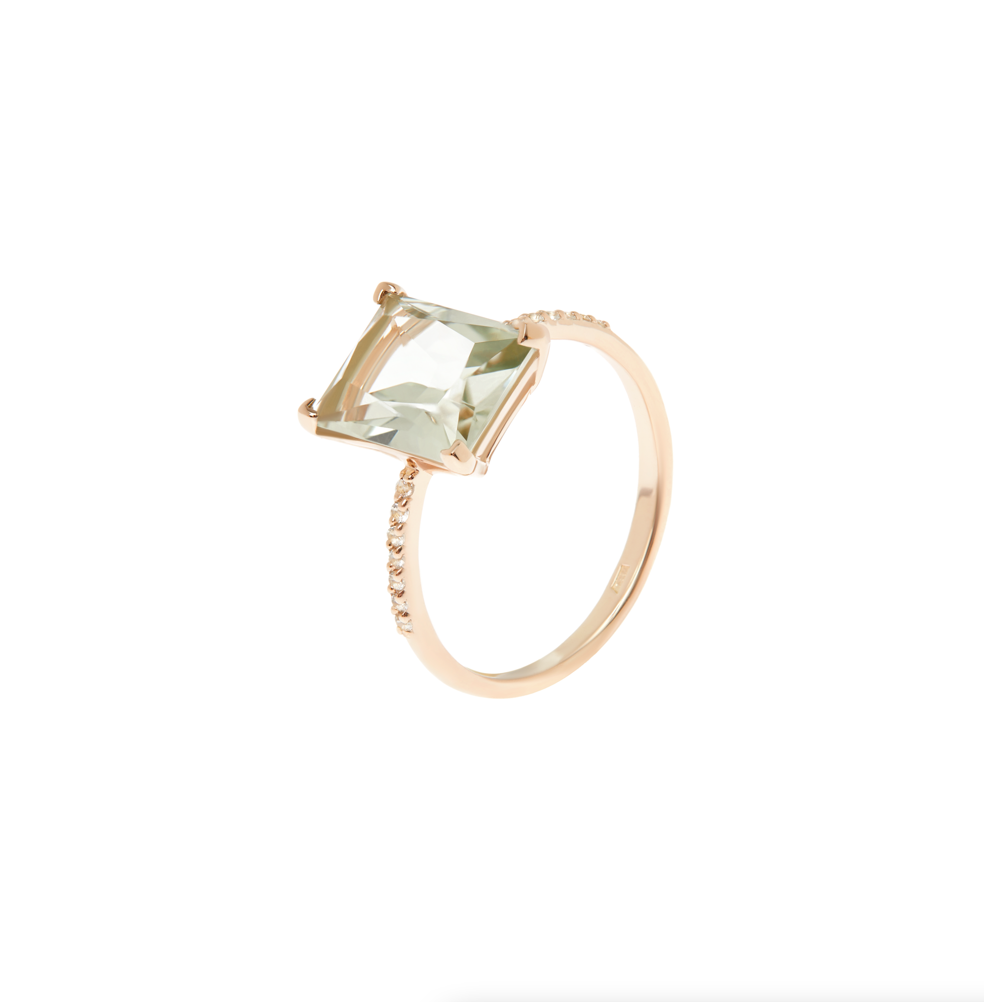 SECRETS Кольцо Baguette Green Amethyst Gold Ring 18k rose gold pure amethyst ring for women anillos de fine bizuteria natural amethyst gemstone 18k rose gold jewelry ring box