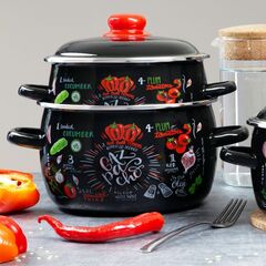 Кастрюля сталь, эмал, 2 л, с крыш, крышка сталь, Appetite, Gazpacho, 1RC161M, индукц