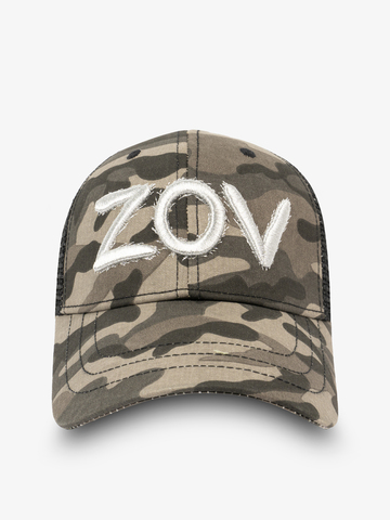 Бейсболка с сеткой «ZOV»тёмно-серый камуфляж с 3D вышивкой лого