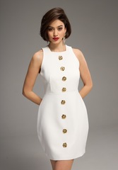 Платье мини с золотым декором без рукавов