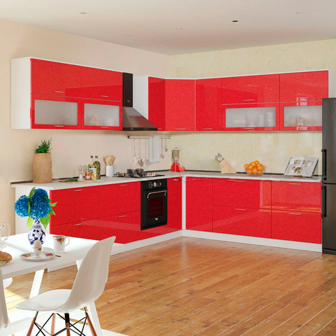 Кухня Техно красная угловая 3,2-2,4 м