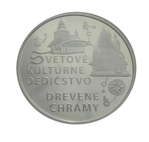 Словакия 10 евро 2010 Деревянные церкви в Карпатах ПРУФ СЕРЕБРО