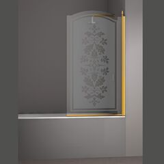 Шторка на ванну STURM Juwel Right 800x1500 стекла с декором. Золото LUX-JUWE08-RD1GL