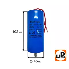 Конденсатор UNITED PARTS CD60, 200 мкФ ,250В, гибкие выводы+шпилька (90-0340)