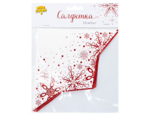 Салфетки, Снежные Искры, Белый, 33 см, 6 шт.