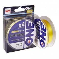 Плетеный шнур  №ONE SUPERIOR Х4-100 (yellow) d 0.24 продажа от 4 шт.