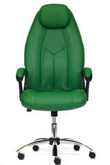 Кресло компьютерное Босс (Boss) хром — кож/зам (зеленый/зеленый перфорированный (36-001/36-001/06)