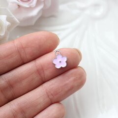 Подвеска Цветок с эмалью 11*9 мм, розовая, родий П1049