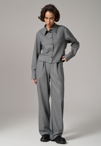 Брюки с поясом на резинке серые