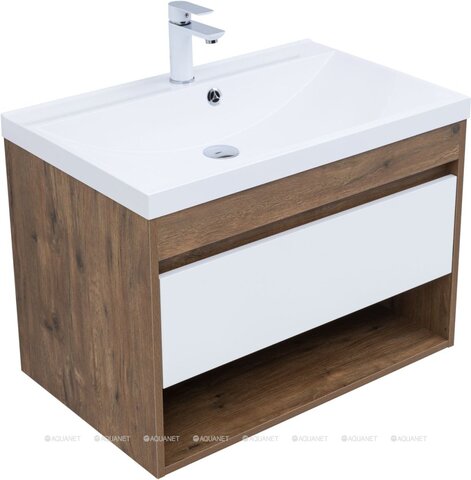 Aquanet 345118 Тумба Тренд 75 цв. дуб рустикальный/белый сатин (345118)