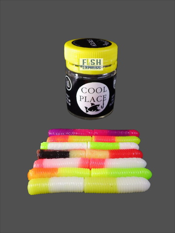 Форелевая силиконовая приманка COOL PLACE BUK FLOATING STRETCH цвет MIX 2  ( плавающая/ тянущаяся ) 65 мм/ 7 шт в банке.