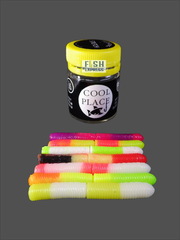 Форелевая силиконовая приманка COOL PLACE BUK FLOATING STRETCH цвет MIX 2  ( плавающая/ тянущаяся ) 65 мм/ 7 шт в банке.