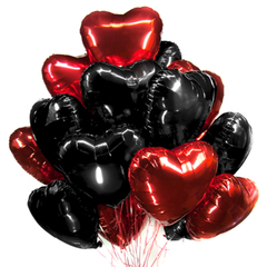 Букет из шаров сердца красно-черные, 20 сердец