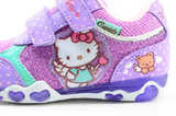 Светящиеся кроссовки для девочек Хелло Китти (Hello Kitty) на липучках, цвет сиреневый, мигает картинка сбоку. Изображение 11 из 12.