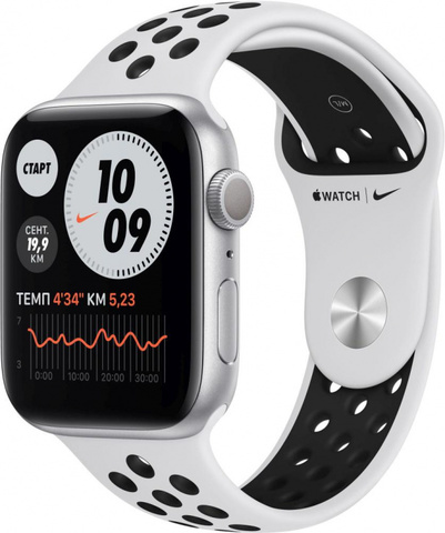 Умные часы Apple Watch Nike Series 6, 44 мм, корпус из алюминия серебристого цвета, спортивный ремешок Nike