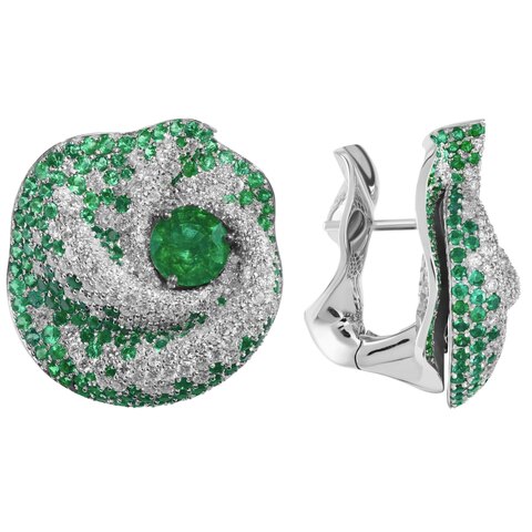 Серьги с изумрудами и бриллиантами, E0133-0/1
