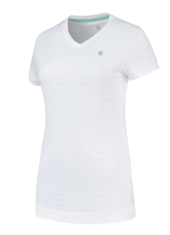 Женская теннисная футболка K-Swiss Tac Hypercourt V-Neck Top - white