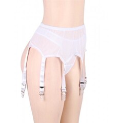 Пояс белый для чулок с ремешками на клипсах (XL-2XL)