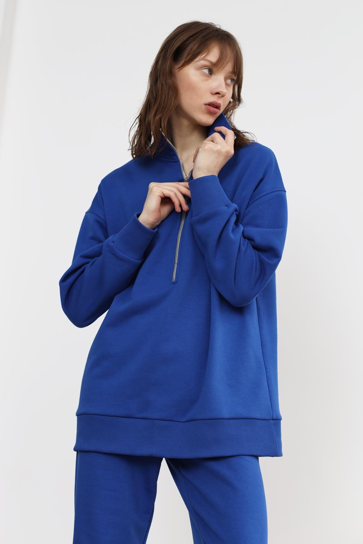 Анорак из футера без начеса, royal blue