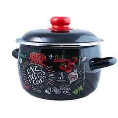 Кастрюля сталь, эмал, 3 л, с крыш, крышка сталь, Appetite, Gazpacho, 1RC181M, индукц