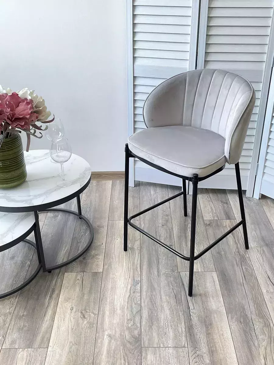 Полубарный стул WENDY BLUVEL-03 LIGHT GREY (H=65), велюр М-City