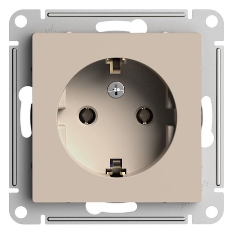 Розетка с заземлением, 16А - быстрозажимные клеммы. Цвет Песочный. Schneider Electric AtlasDesign. ATN001243S