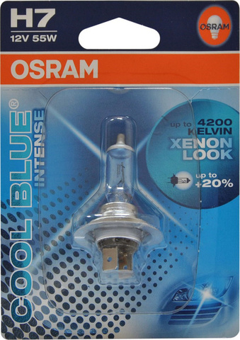 ЛАМПА ФАРЫ H7 55W OSRAM COOL BLUE INTENSE +20% (ГОЛУБОВАТО-БЕЛЫЙ СВЕТ)