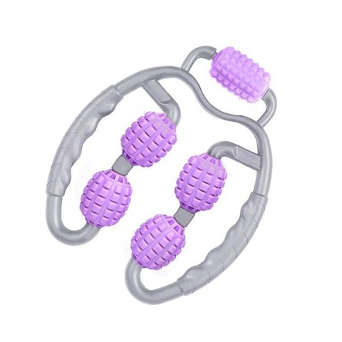 U-образный массажёр для расслабления мышц, 5 роликов, цвет фиолетовый