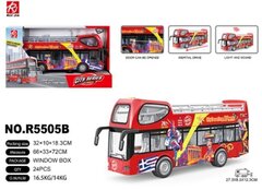 Автобус инерционный светомузыкальный туристический с рисунком, 32*19см