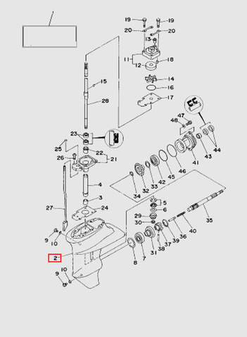 Корпус редуктора  для лодочного мотора T15, OTH 9,9 SEA-PRO (16-2)