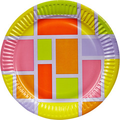 Тарелка одноразовая Buffet-Party Смальта бумажная разноцветная 180 мм 6 штук в упаковке