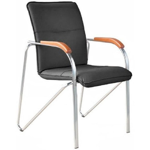 Конференц-кресло Samba silver черный (искусственная кожа/вишня/металл серебристый)