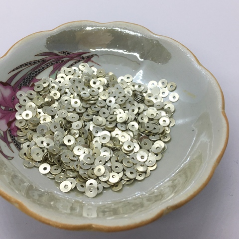 Пайетки круглые, металлические, цвет серебро, 4 мм, Индия