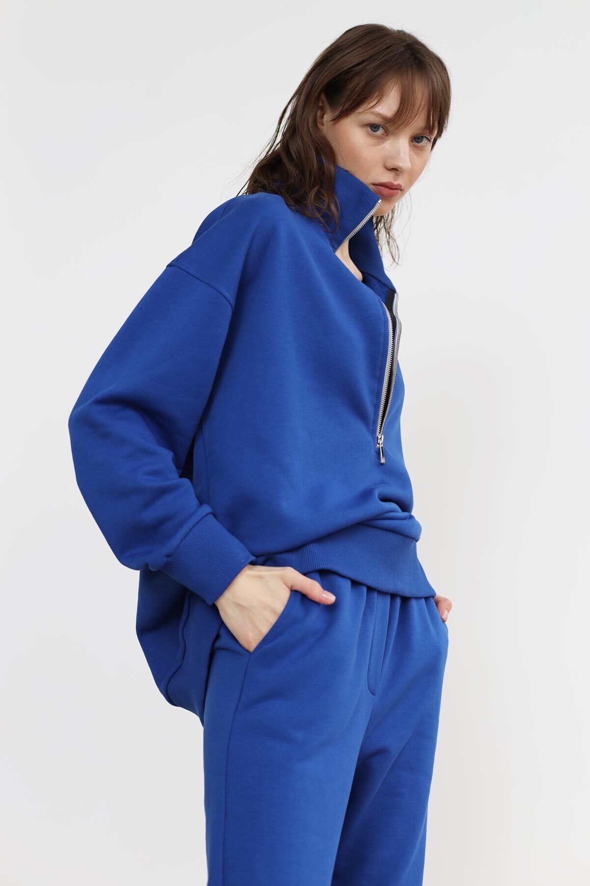 Анорак из футера без начеса, royal blue