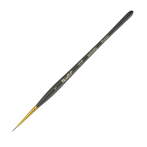 Кисть Колонок круглая укороченная Roubloff серия 111F № 1, ручка короткая фигурная чёрная матовая