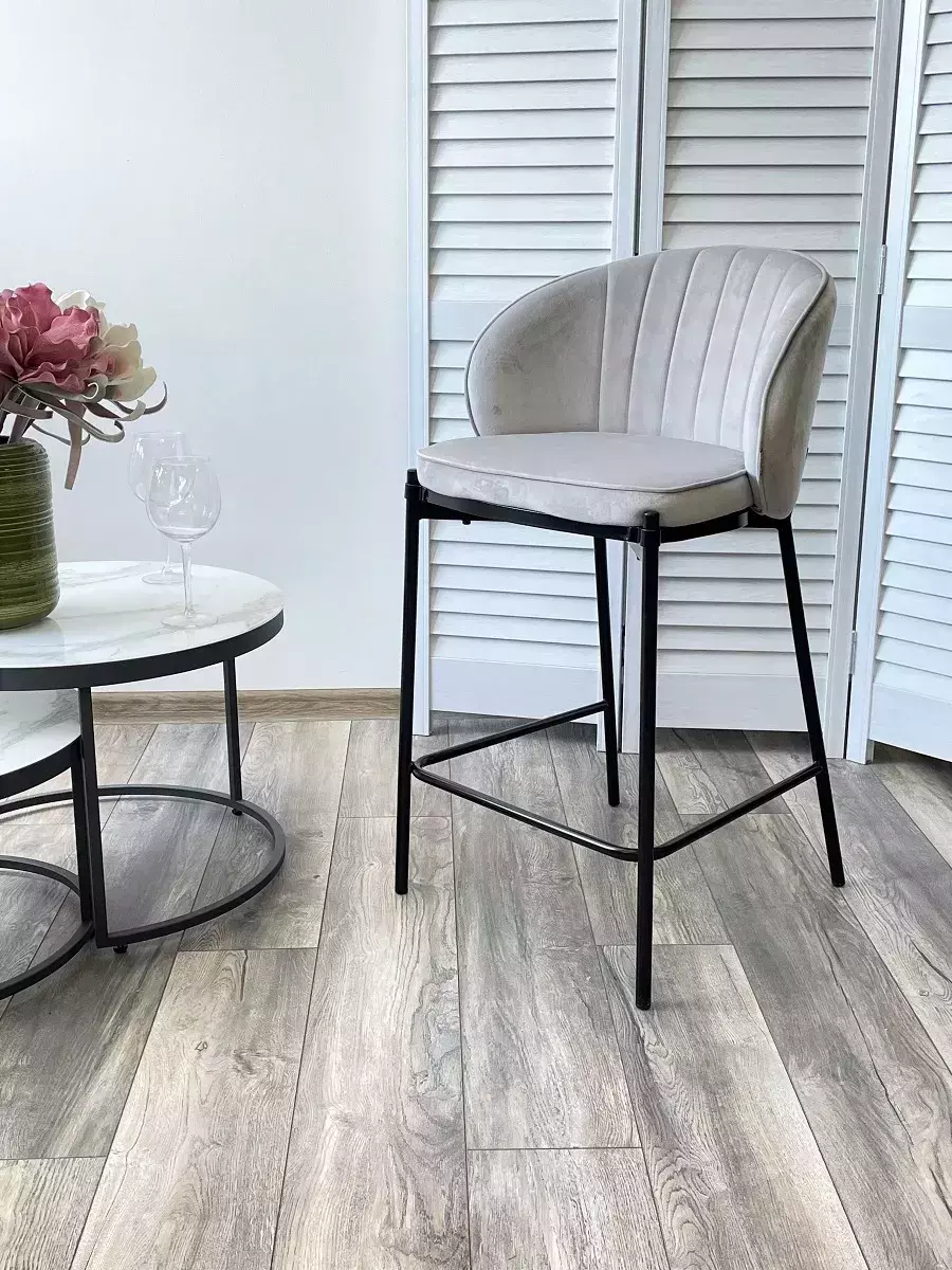 Полубарный стул WENDY BLUVEL-03 LIGHT GREY (H=65), велюр М-City