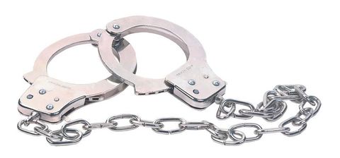 Наручники из металла с длинной цепочкой CHROME HANDCUFFS METAL HANDCUFFS W. KEY - NMC 160219