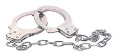 Наручники из металла с длинной цепочкой CHROME HANDCUFFS METAL HANDCUFFS W. KEY - 