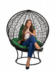 Кресло из ротанга Orbis зеленая подушка