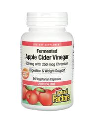 Natural Factors Ферментированный яблочный уксус, 500 мг, 90 вегетарианских капсул