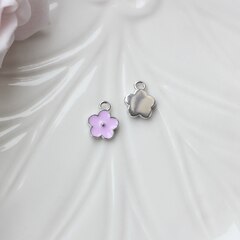 Подвеска Цветок с эмалью 11*9 мм, розовая, родий П1049