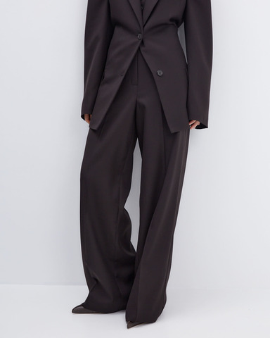 Брюки с регулируемым хлястиком из шерсти Гуччи горький шоколад