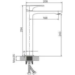 Смеситель для раковины высокий BELZ B11709 латунь, хром