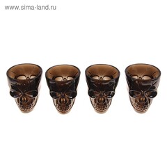 Рюмка «Черепа», 55 мл, Черный, 4 шт.
