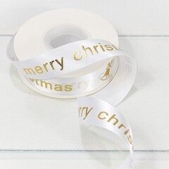 
          Лента 2.5 см х 23 м "Merry Christmas" Атласная (Белый)